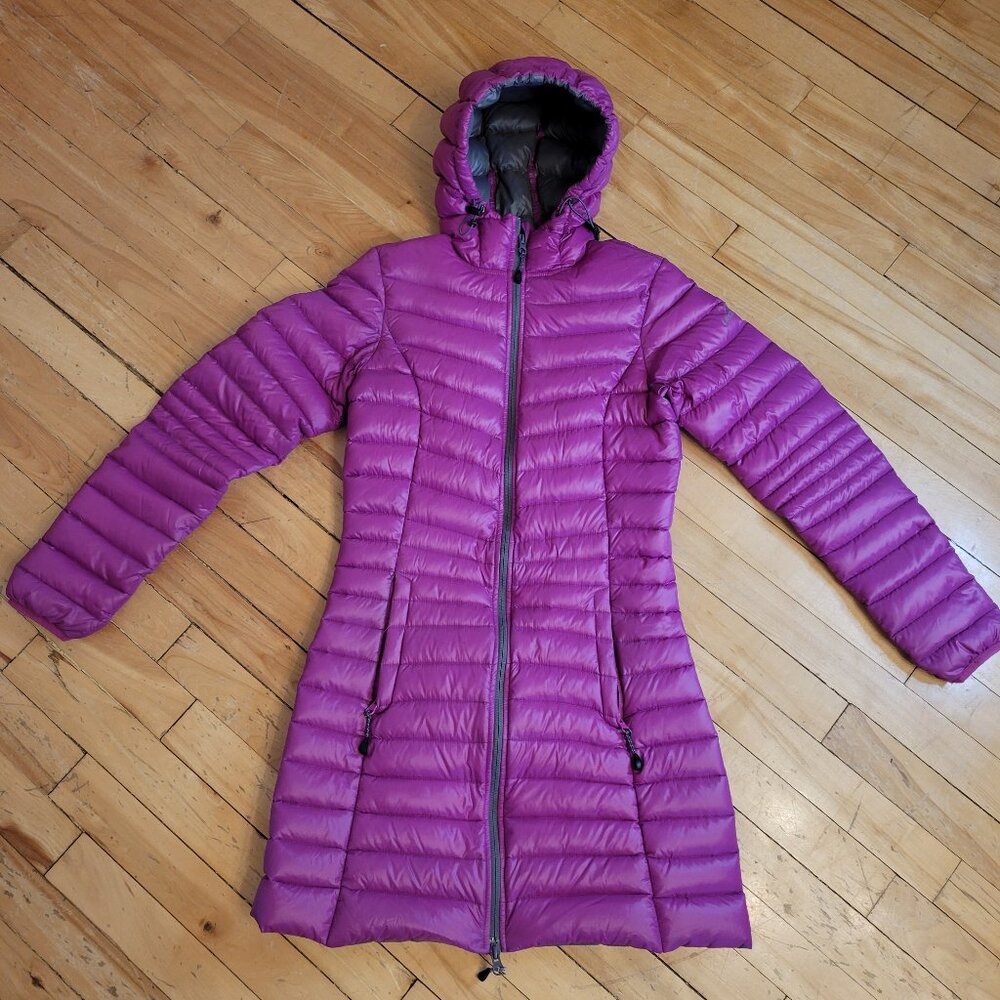La Cordée Magenta Down Puffer Coat TP Long Hooded‎ 90% Down Lightweight Packable